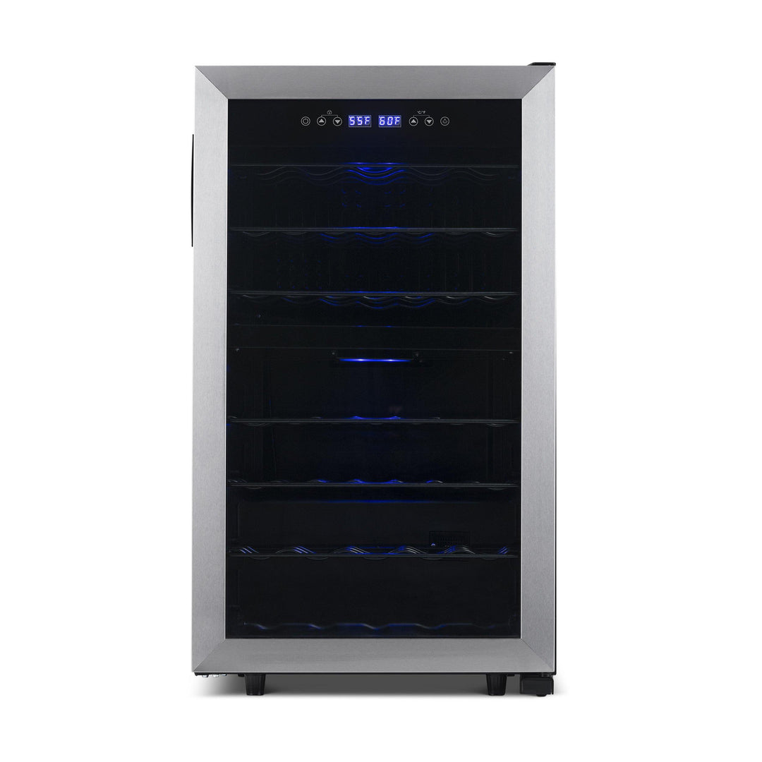 Newair Freestanding 43 Bottle Dual Zone Wine Fridge in Stainless Steel with Adjustable Racks (NWC043SS00)