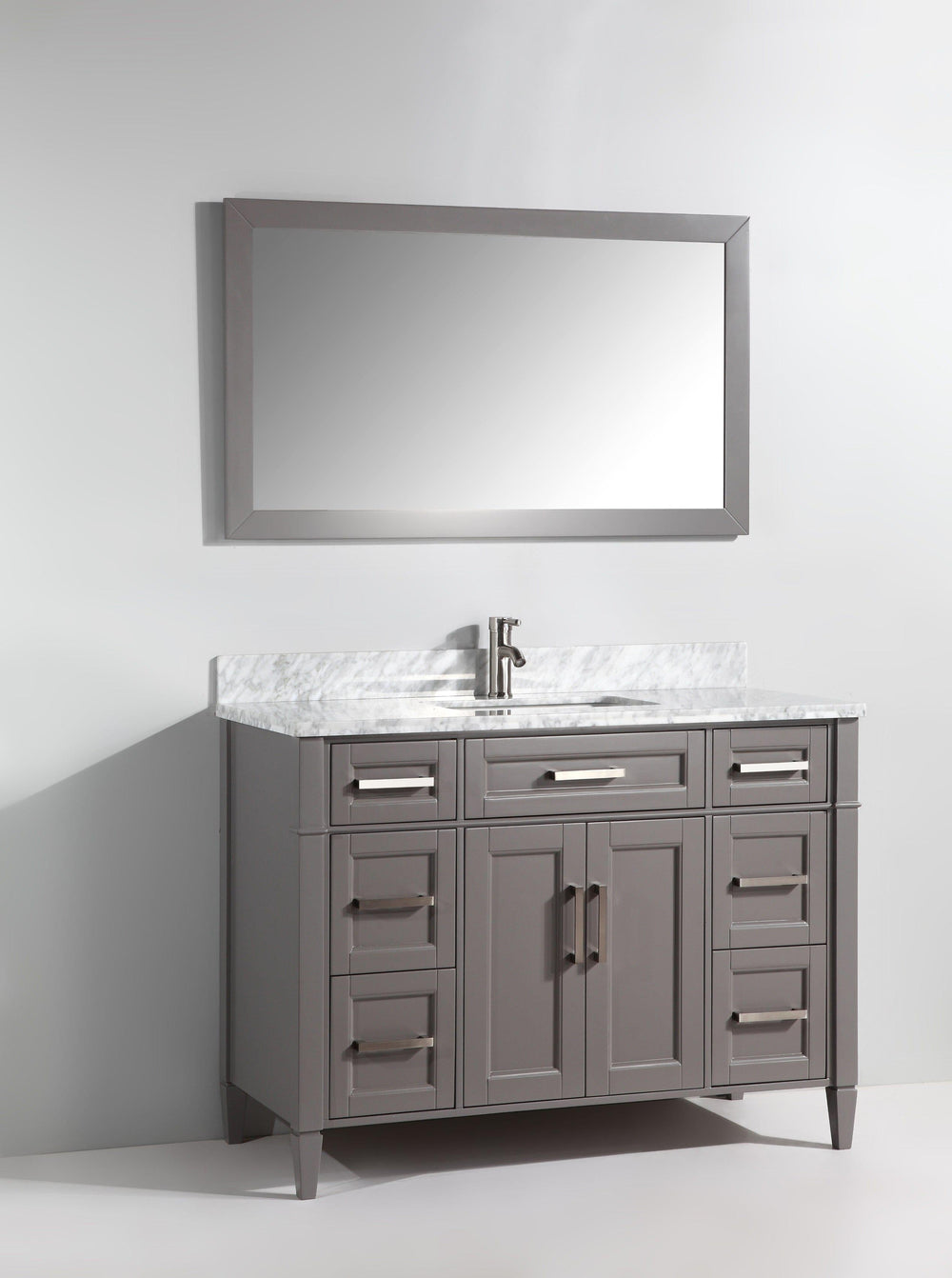 Vanity Art 60 in. Single Sink Vanity in Carrara Marble & Mirror - Grey, VA2060G