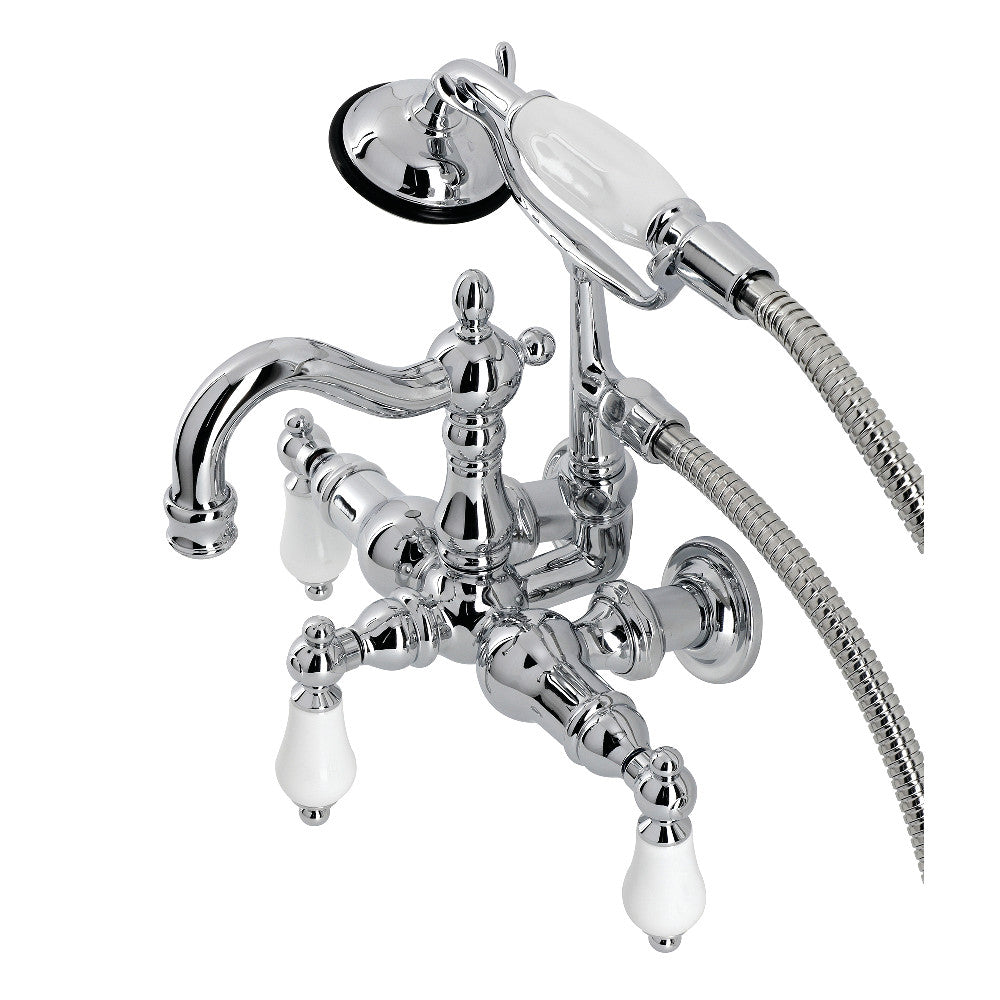 Kingston Brass CA1011T5 Heritage 3-3/8" Tub Wall Mount Clawfoot Tub Faucet with Hand Shower,