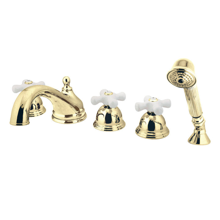 Kingston Brass KS33585PX Roman Tub Faucet with Hand Shower,