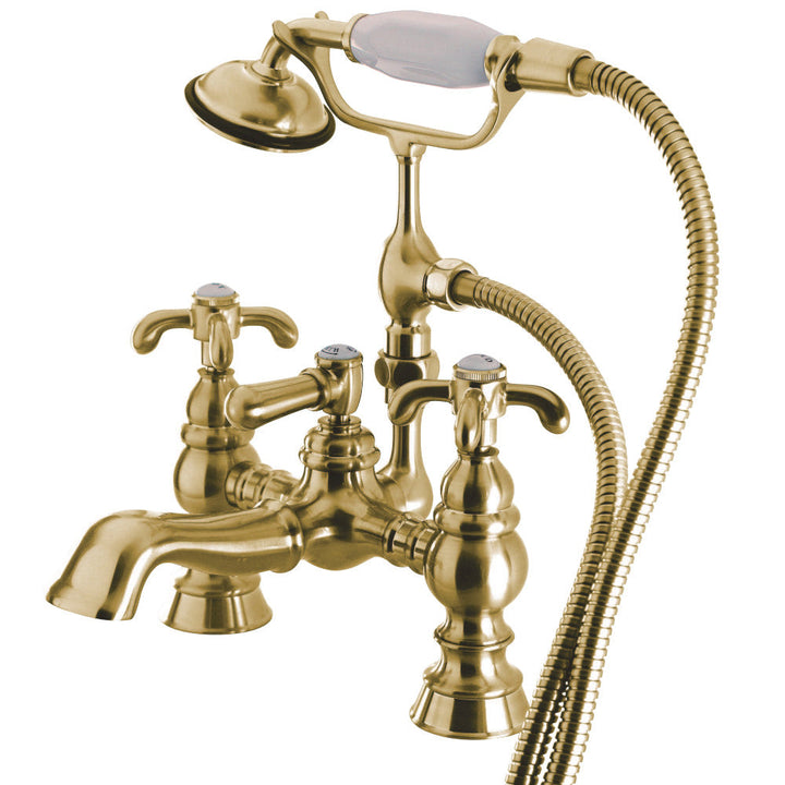 Kingston Brass CC1158T2 Vintage 7-Inch Deck Mount Tub Faucet with Hand Shower, Polished Brass