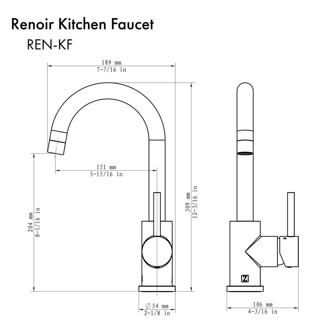 ZLINE Renoir Kitchen Faucet with Color Options (REN-KF)