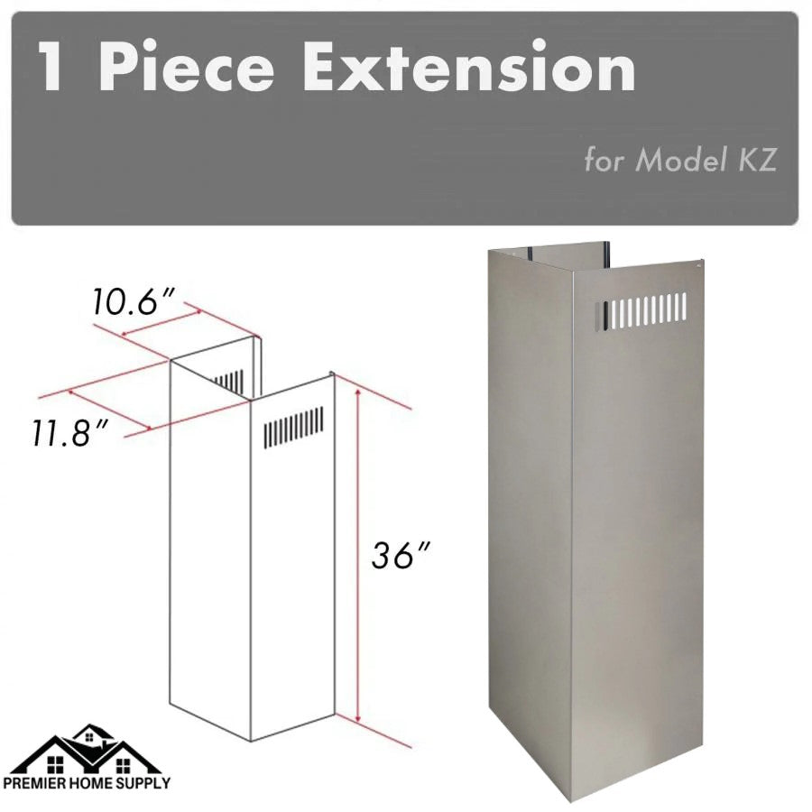 ZLINE 1 Piece 36" Chimney Extension for 9 ft. to 10 ft. Ceilings (1PCEXT)