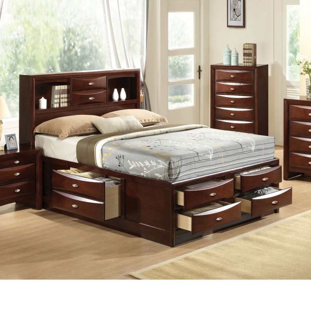 Acme Furniture Ireland Queen Bed W/Storage in Espresso Finish 21600Q