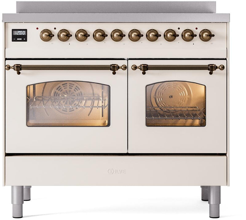 ILVE 40" Nostalgie II Series Freestanding Electric Double Oven Range with 6 Elements, Triple Glass Cool Door, Convection Oven, TFT Oven Control Display and Child Lock (UPDI406NMP)