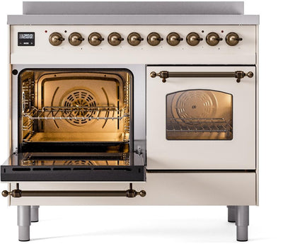 ILVE 40" Nostalgie II Series Freestanding Electric Double Oven Range with 6 Elements, Triple Glass Cool Door, Convection Oven, TFT Oven Control Display and Child Lock (UPDI406NMP)