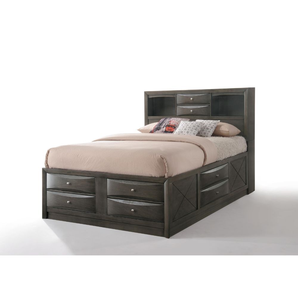 Acme Furniture Ireland Ek Bed W/Storage in Gray Oak Finish 22696EK