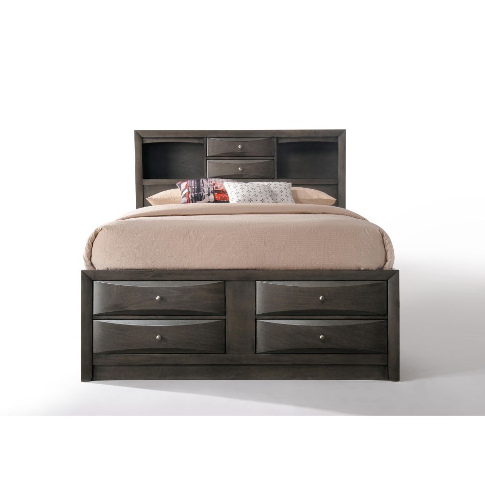 Acme Furniture Ireland Ek Bed W/Storage in Gray Oak Finish 22696EK