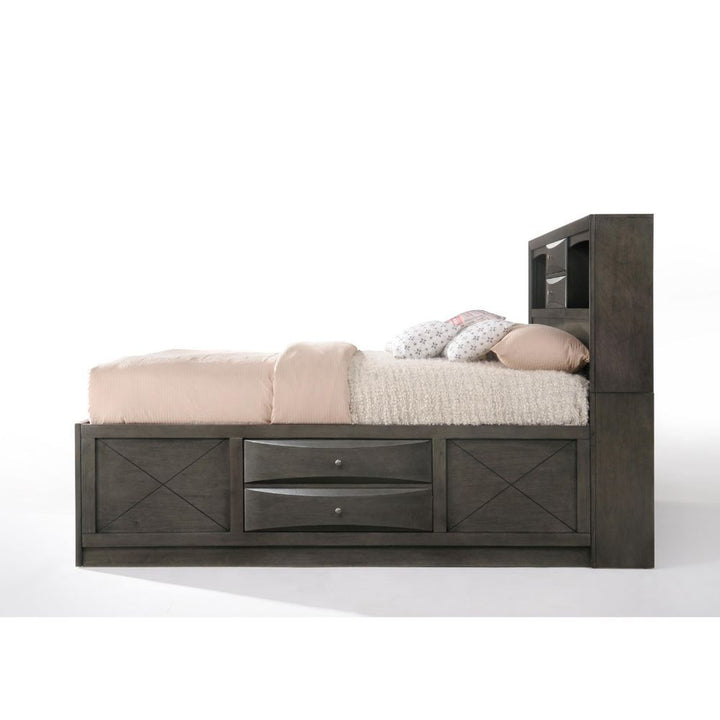 Acme Furniture Ireland Queen Bed W/Storage in Gray Oak Finish 22700Q