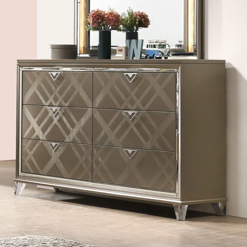 Acme Furniture Skylar Dresser in Dark Champagne Finish 25325