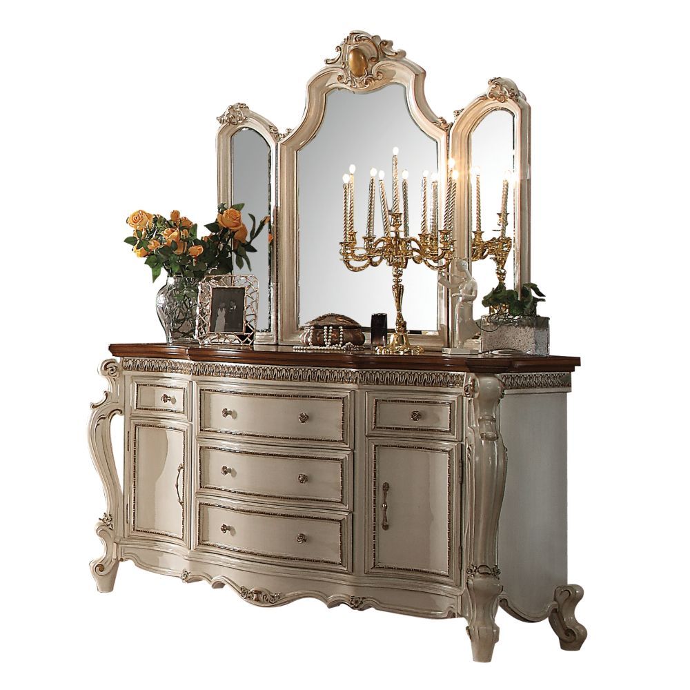 Acme Furniture Picardy Dresser in Antique Pearl & Cherry Oak Finish 26905