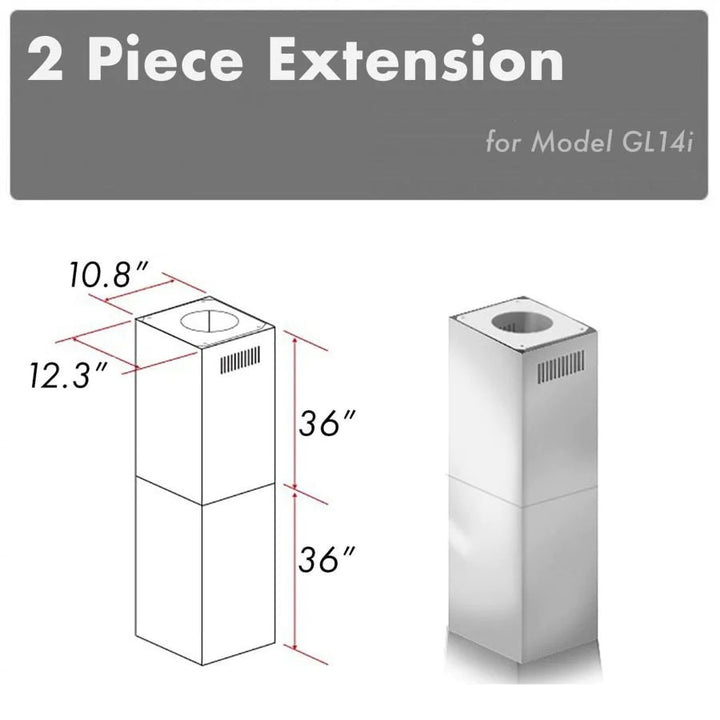 ZLINE 2 Pieces 36" Chimney Extension for 10 ft. to 12 ft. Ceilings (2PCEXT)