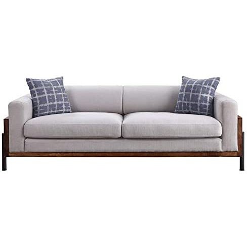 Acme Furniture Pelton Sofa W/2 Pillows in Fabric & Walnut Finish 54890