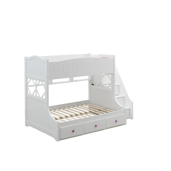 Acme Furniture Meyer Twin/Full Bunk Bed W/3 Drawers in White Finish 38150