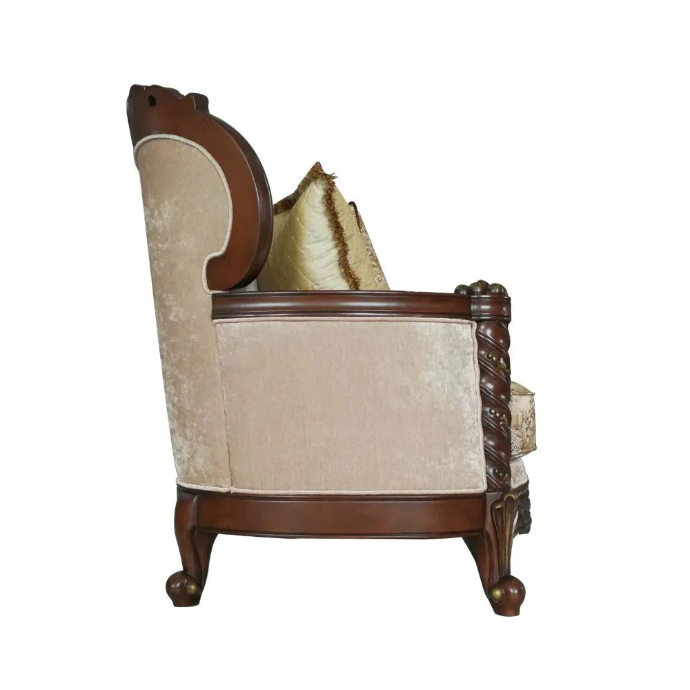 Acme Furniture Devayne Sofa Seat in Pattern Fabric & Dark Walnut Finish LV01582-2