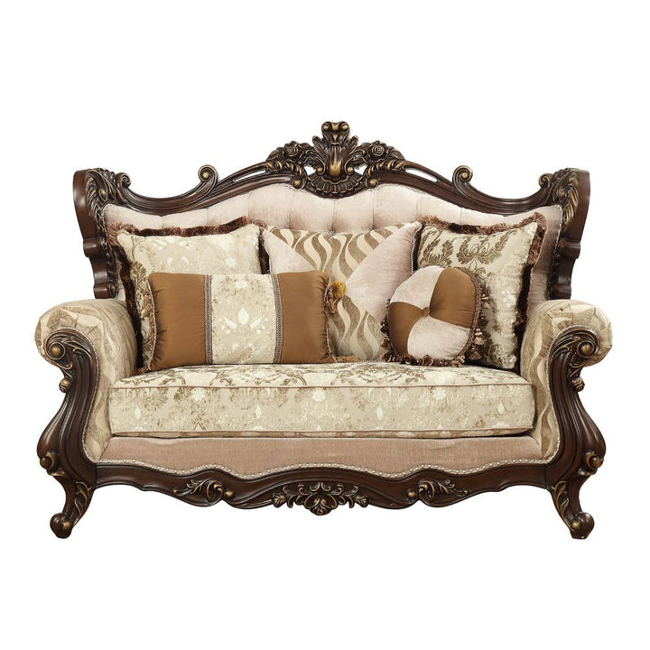 Acme Furniture Shalisa Loveseat W/5 Pillows in Fabric & Walnut Finish (Same Lv01586) 51051.