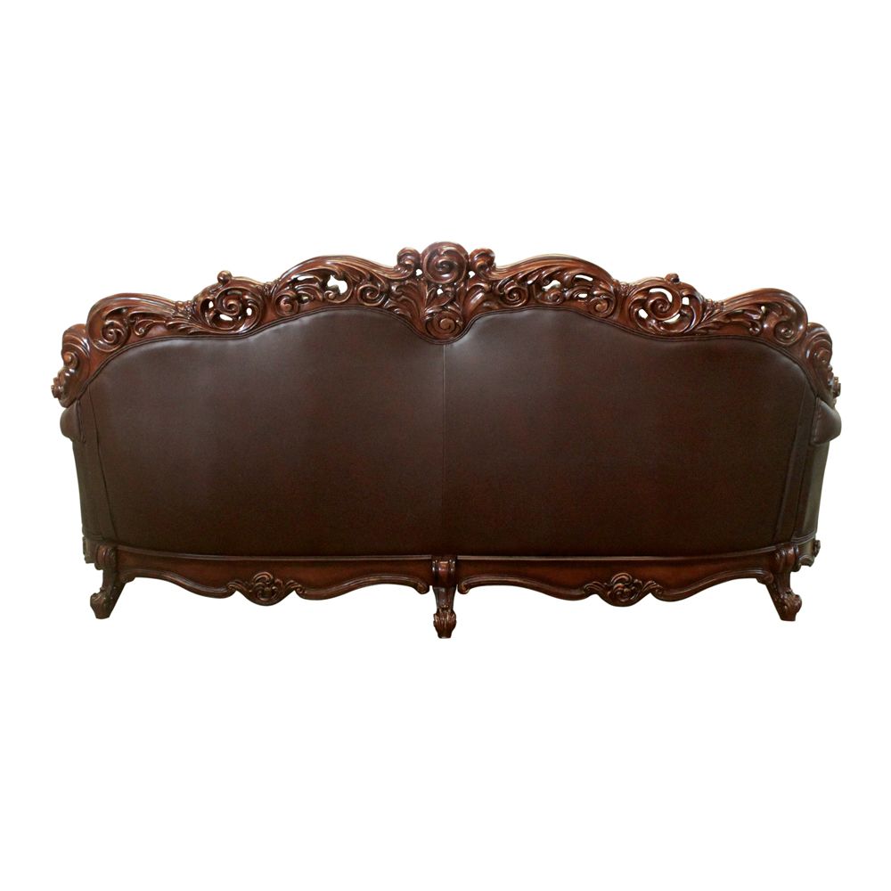Acme Furniture Vendome Oversized Sofa - Back in Cherry PU & Cherry 52000-2
