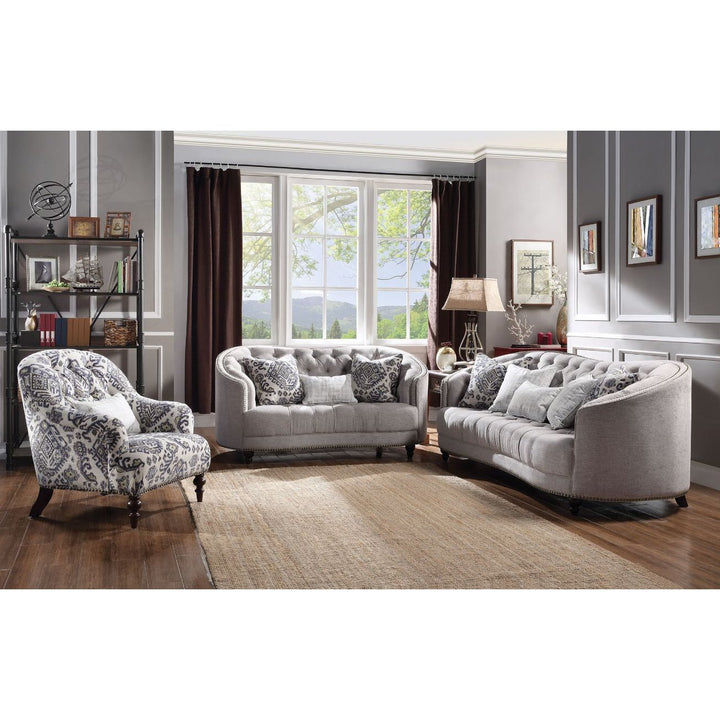 Acme Furniture Saira Sofa W/5 Pillows in Light Gray Fabric 52060