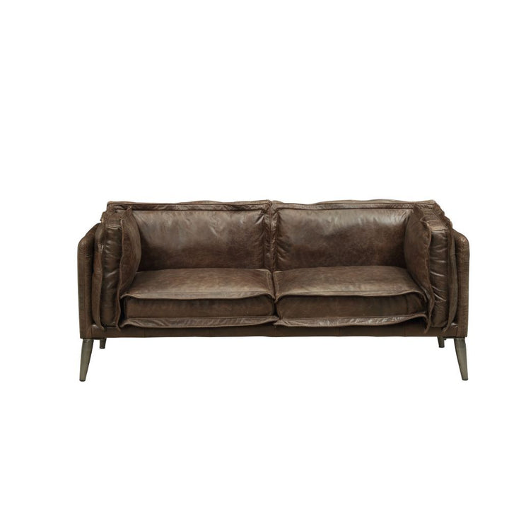 Acme Furniture Porchester Loveseat in Distress Chocolate Top Grain Leather 52481