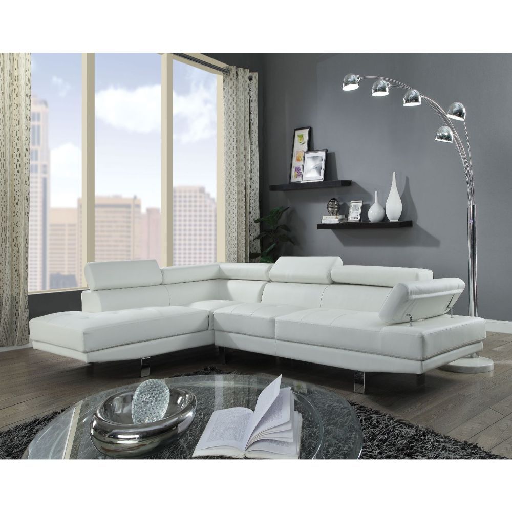 Acme Furniture Connor Sectional Sofa in Cream PU 52645