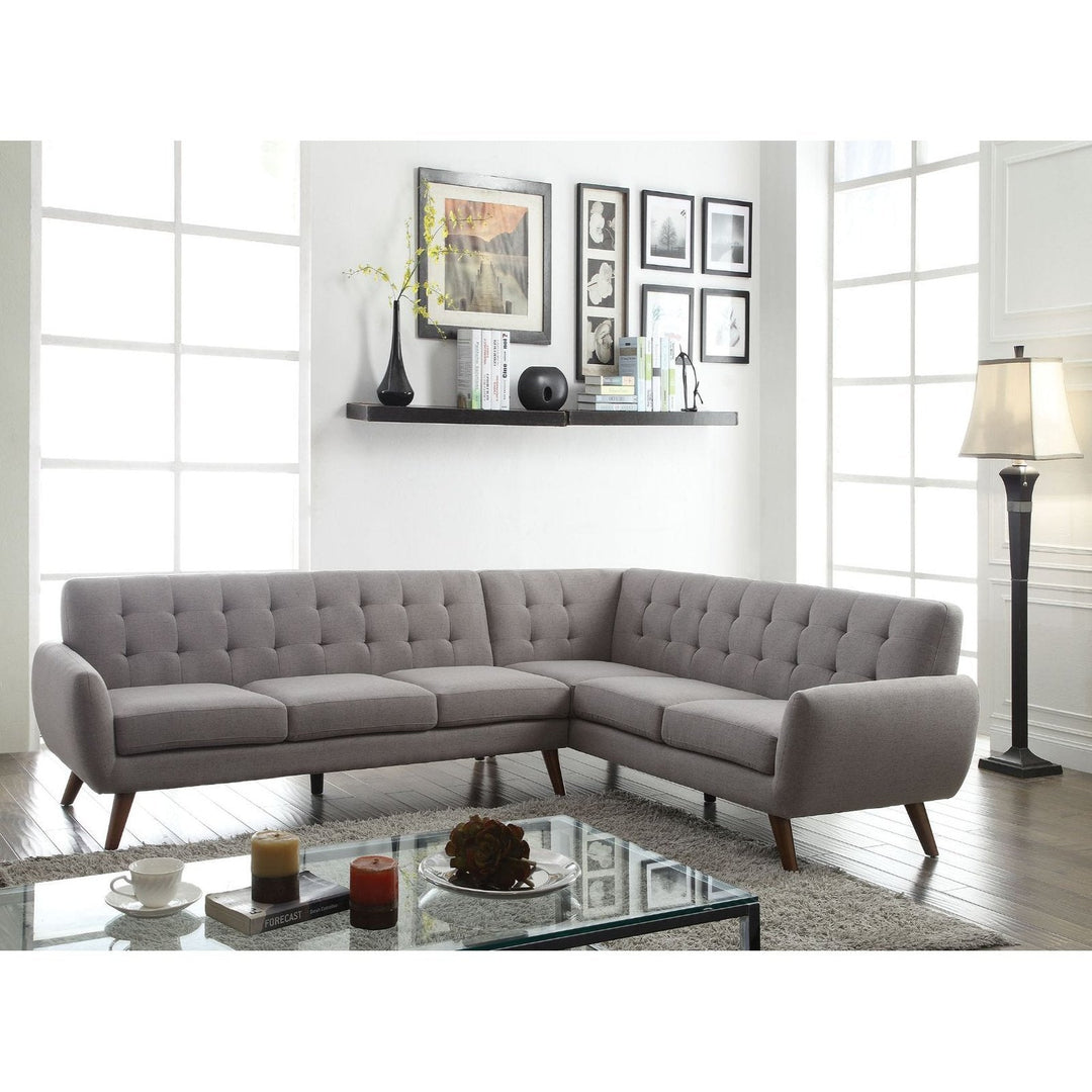 Acme Furniture Essick Sectional Sofa in Light Gray Linen 52765