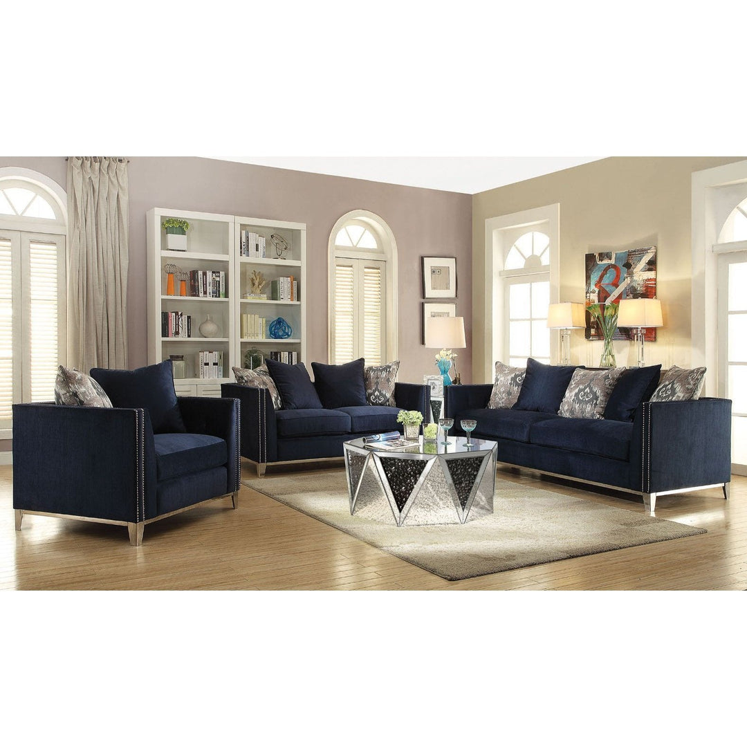 Acme Furniture Phaedra Sofa W/5 Pillows in Blue Fabric 52830