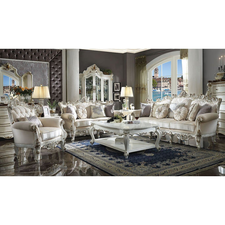 Acme Furniture Picardy II Sofa W/7 Pillows Fabric & Antique Pearl Finish 53460