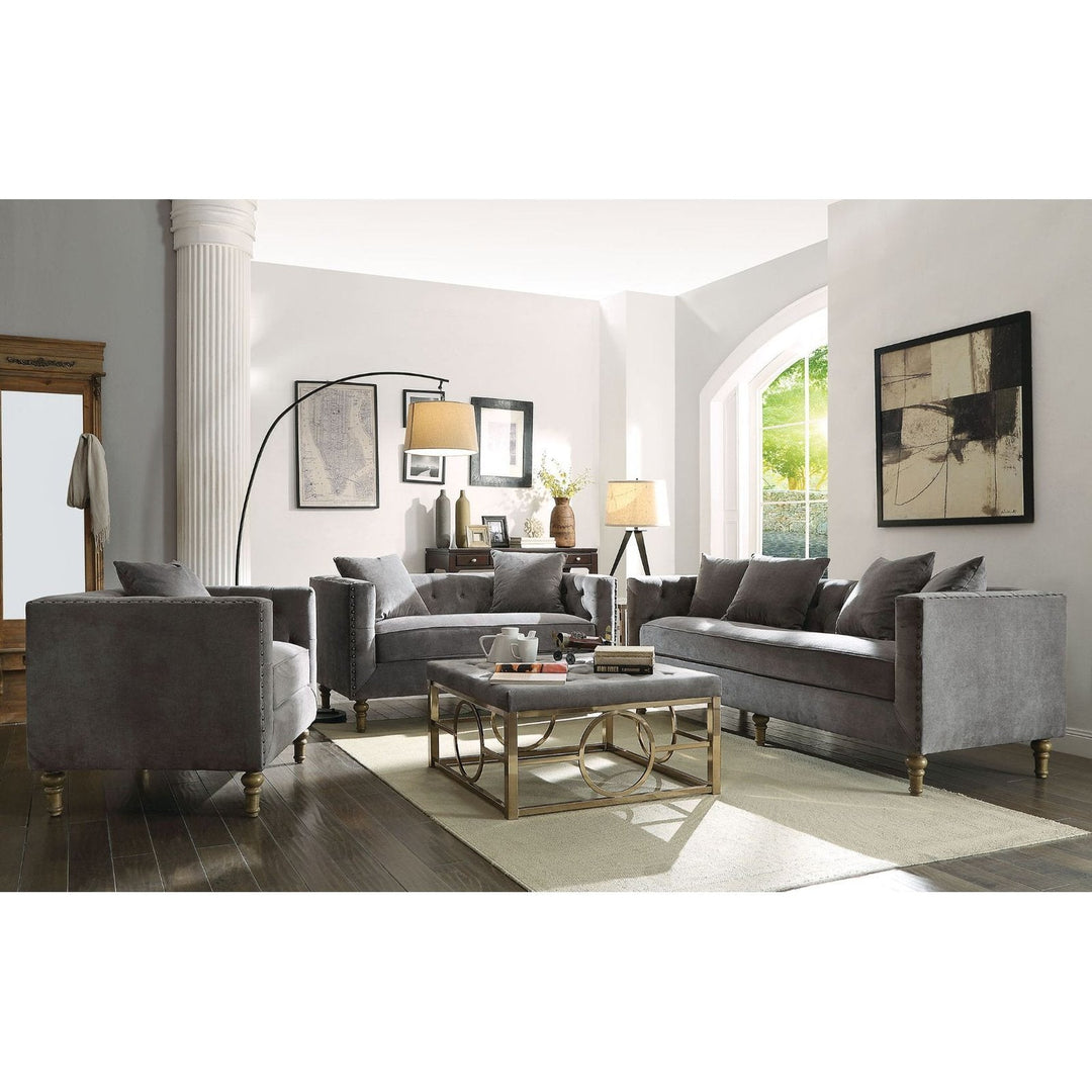 Acme Furniture Sidonia Sofa W/4 Pillows in Gray Velvet 53580