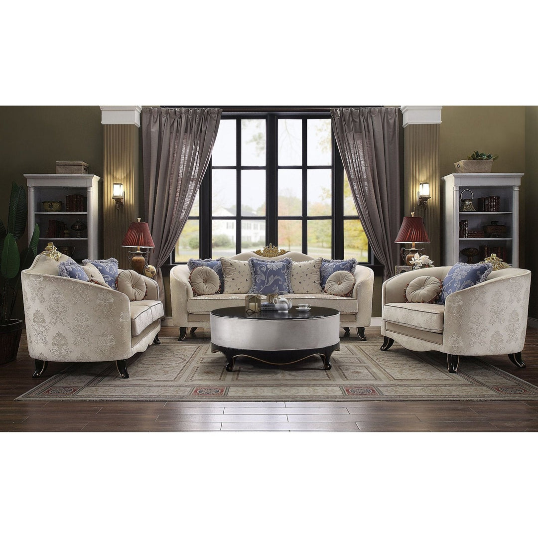 Acme Furniture Sheridan Loveseat W/5 Pillows in Cream Fabric 53946