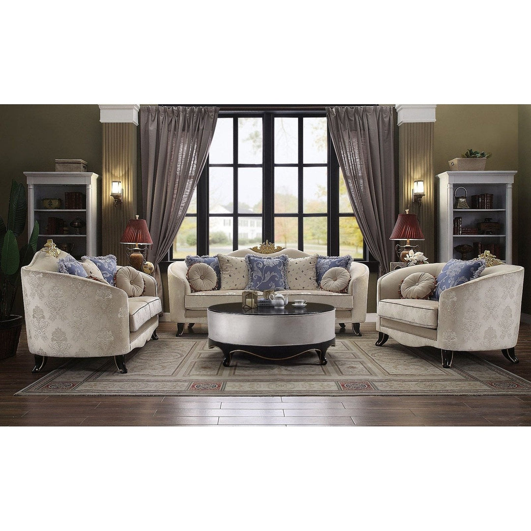 Acme Furniture Sheridan Sofa W/7 Pillows in Cream Fabric 53945