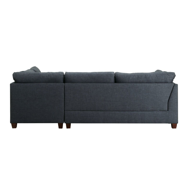 Acme Furniture Laurissa Sectional Sofa & Ottoman W/2 Pillows in Dark Blue Linen 54365