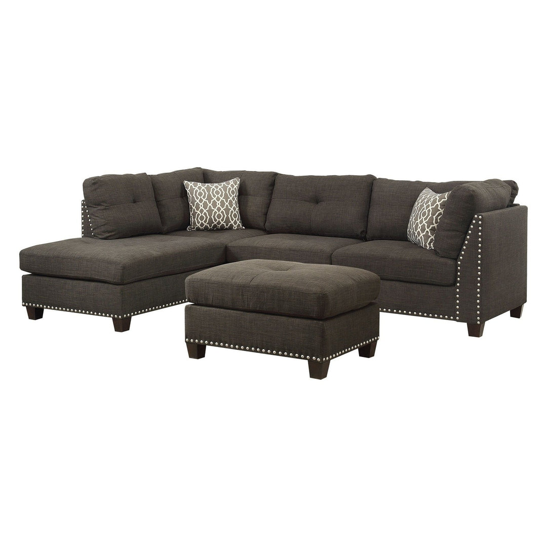 Acme Furniture Laurissa Sectional Sofa & Ottoman W/2 Pillows in Warm Taupe Gray 54370