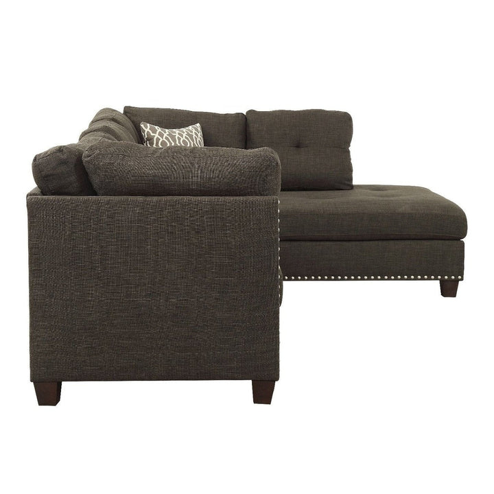 Acme Furniture Laurissa Sectional - Lf Sofa & Rf Chaise in Warm Taupe Gray Linen 54375SOF