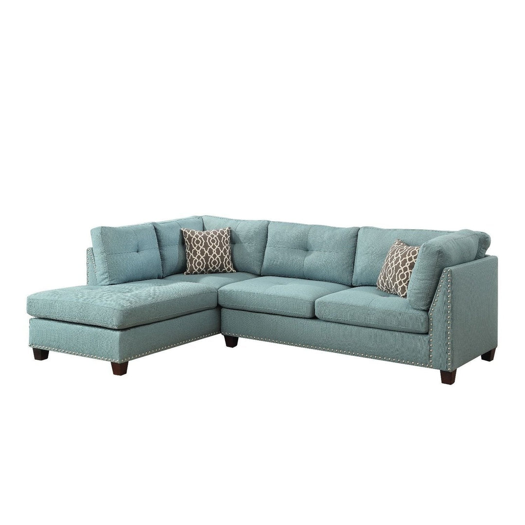 Acme Furniture Laurissa Sectional - Rf Sofa & Lf Chaise in Light Teal Linen 54390SOF
