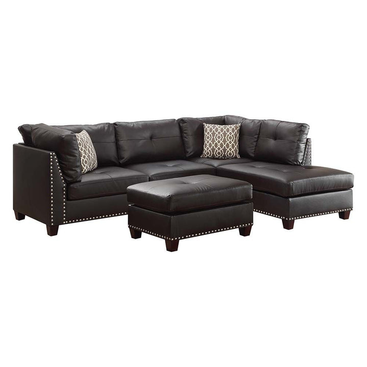 Acme Furniture LAURISSA Sectional - Lf Sofa & Rf Chaise in Ebony PU 54405SOF
