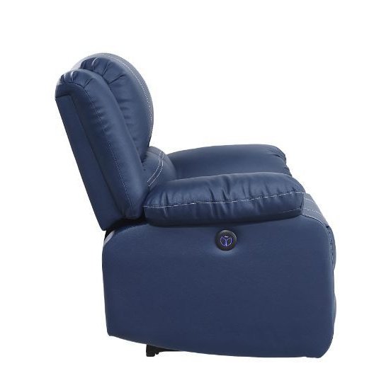 Acme Furniture Zuriel Power Motion Sofa W/Usb in Blue PU 54615