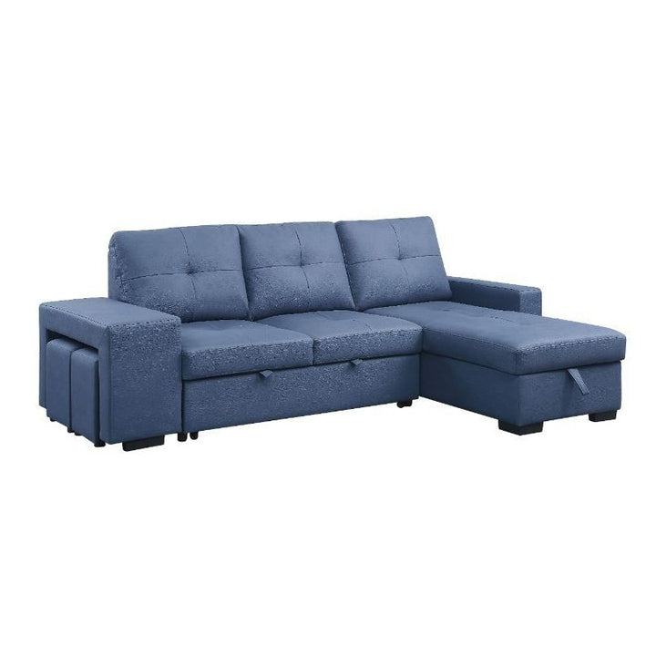 Acme Furniture Strophios Sectional Sofa in Blue Fabric 54650