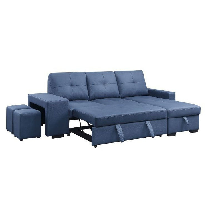 Acme Furniture Strophios Sectional Sofa in Blue Fabric 54650