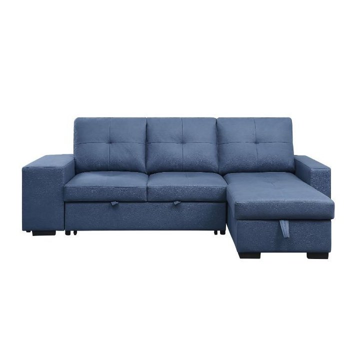 Acme Furniture Strophios Sectional Sofa in Blue Fabric 54650