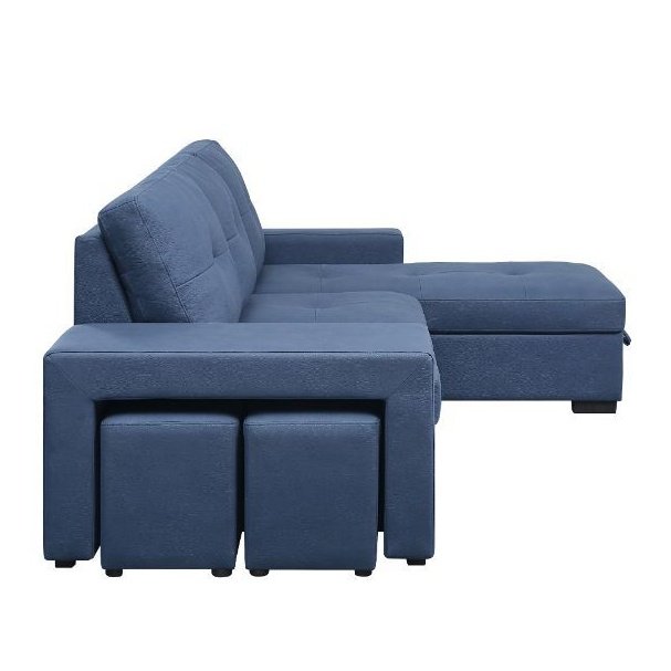 Acme Furniture Strophios Sectional Sofa in Blue Fabric 54650