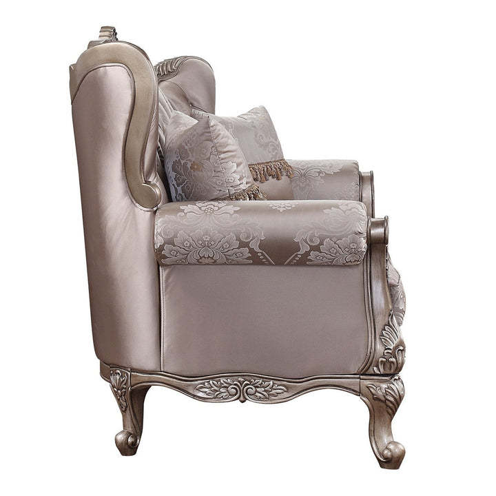 Acme Furniture Jayceon Loveseat W/2 Pillows in Fabric & Champagne Finish 54866