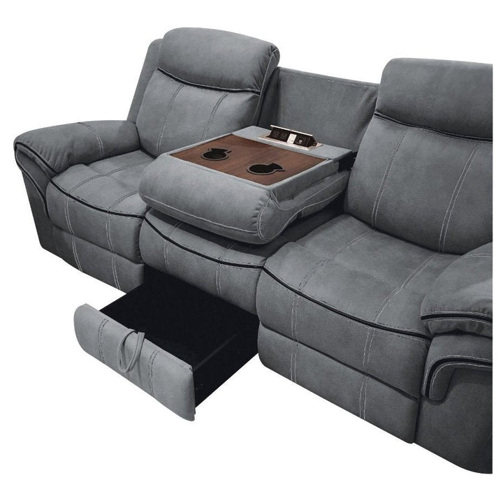 Acme Furniture Zubaida Motion Sofa & Console W/Usb in Two Tone Gray Velvet 55025