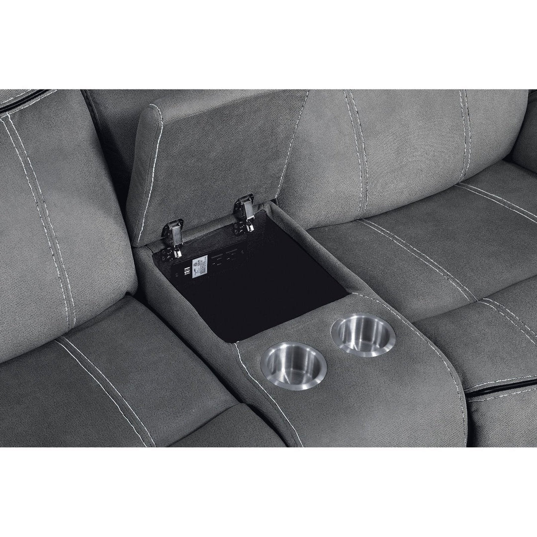 Acme Furniture Zubaida Motion Loveseat & Console W/Usb in Two Tone Gray Velvet 55026