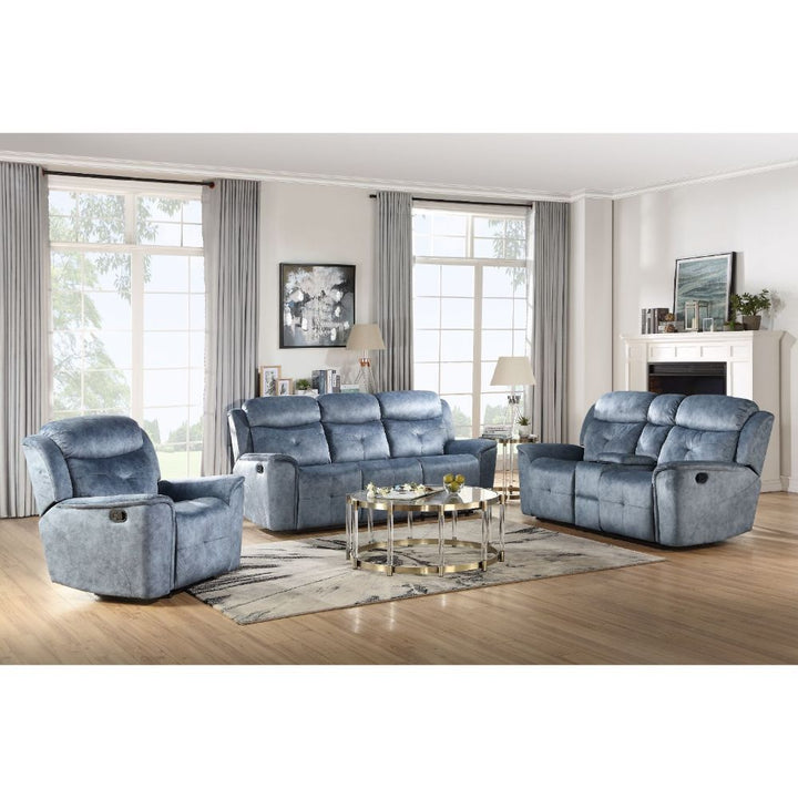 Acme Furniture Mariana Motion Sofa in Silver Blue Fabric 55035
