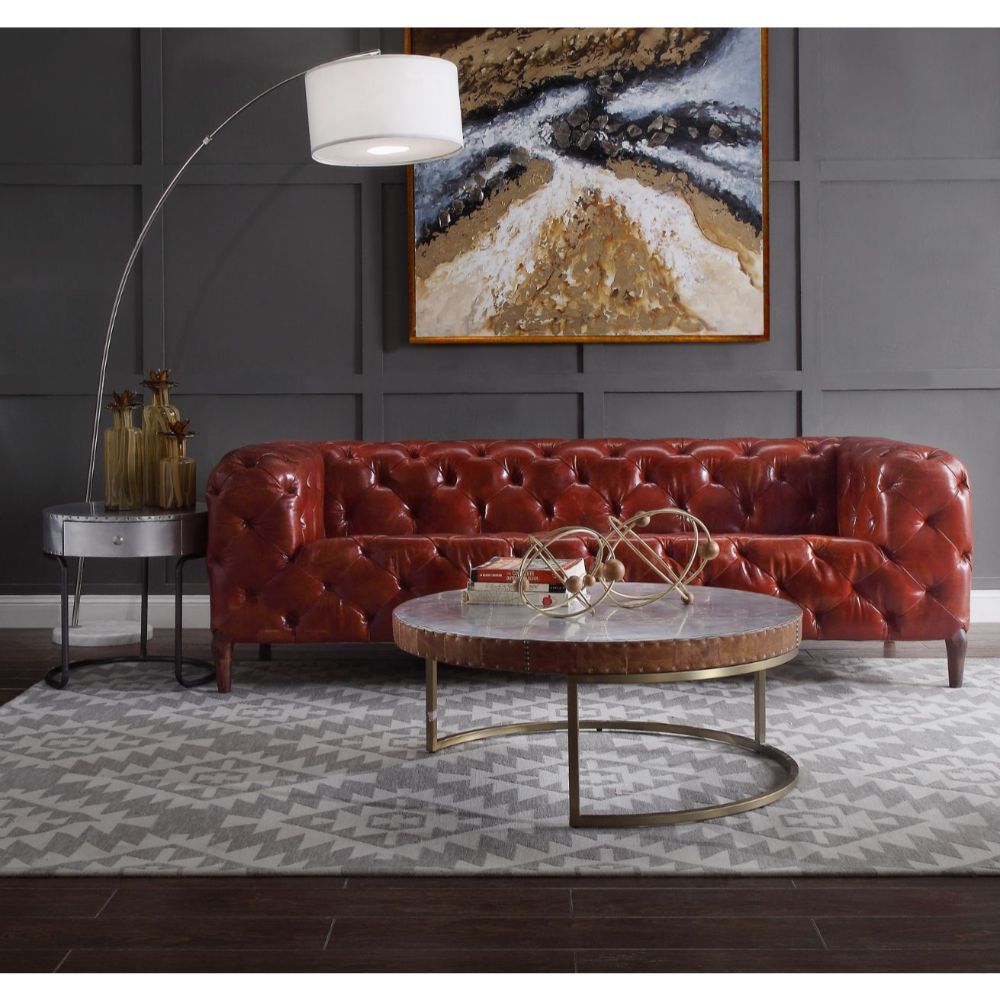 Acme Furniture Orsin Sofa in Merlot Top Grain Leather 55070