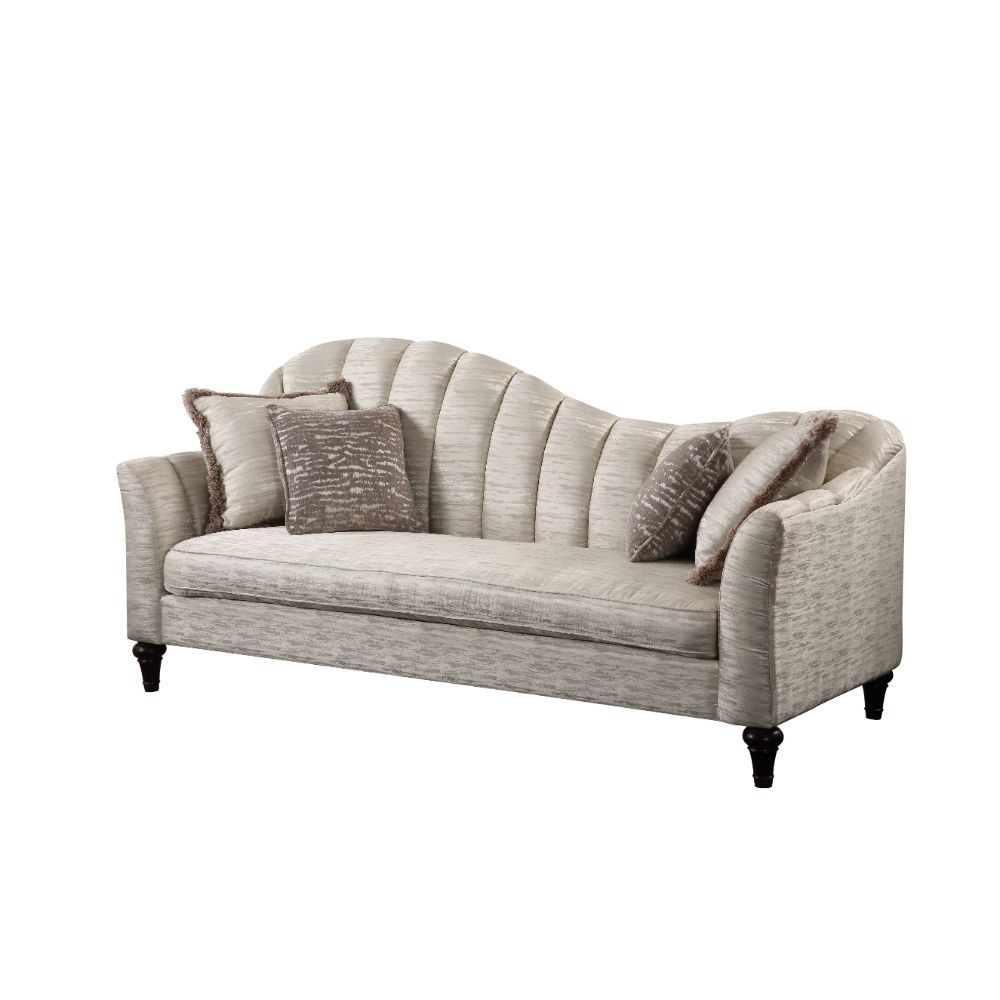 Acme Furniture Athalia Sofa W/4 Pillows in Shimmering Pearl Fabric 55305