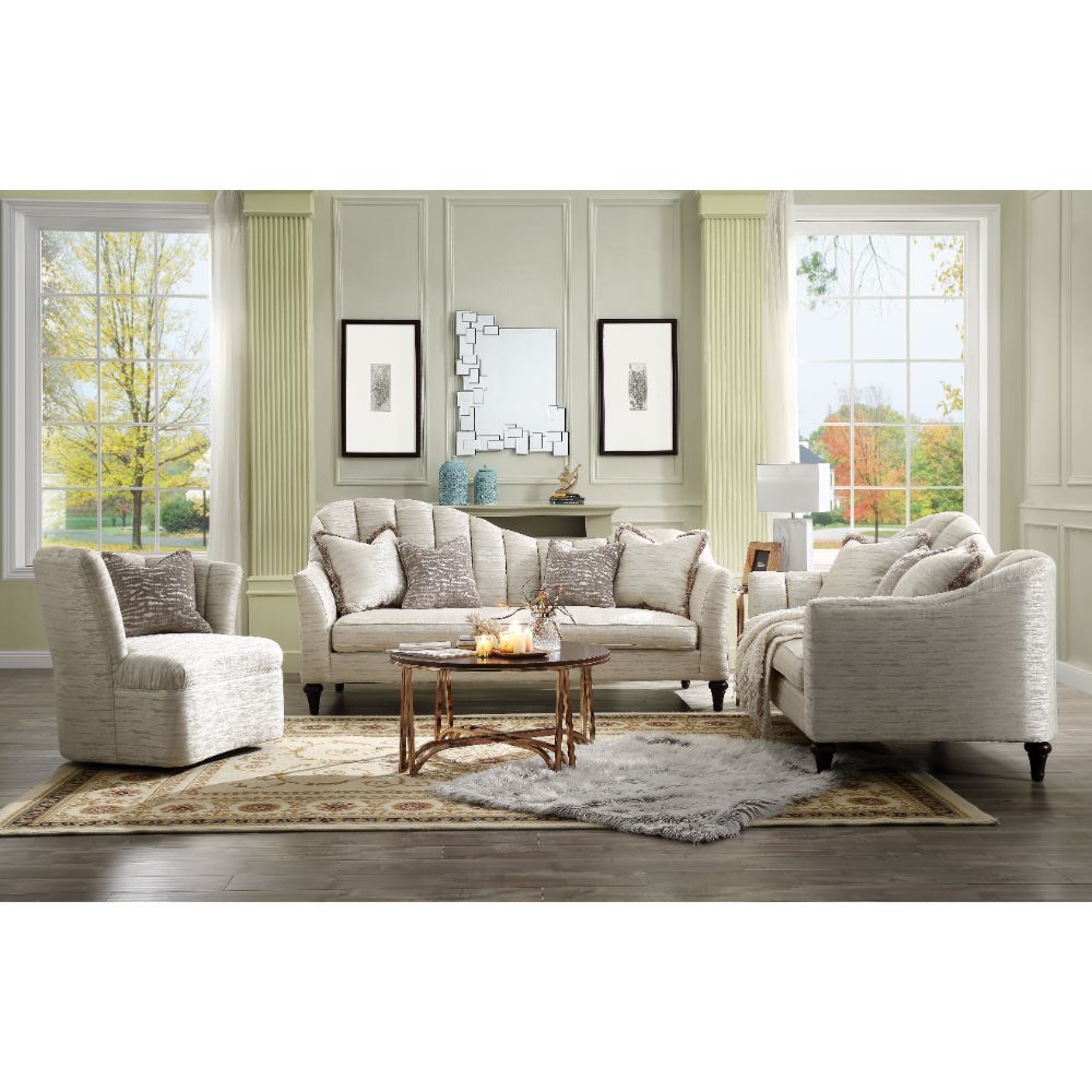 Acme Furniture Athalia Sofa W/4 Pillows in Shimmering Pearl Fabric 55305