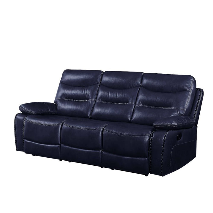 Acme Furniture Aashi Motion Sofa in Navy Leather-Gel Match 55370