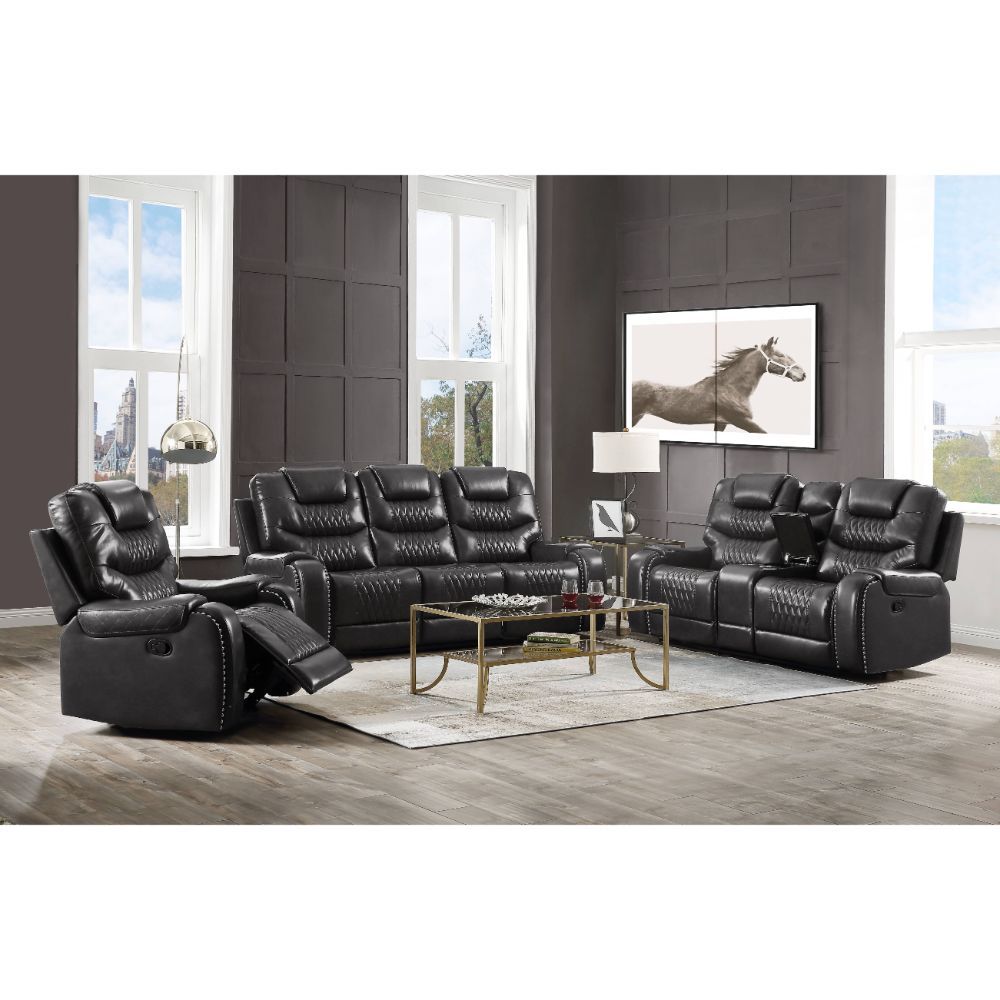 Acme Furniture Braylon Motion Sofa in Magnetite PU 55410