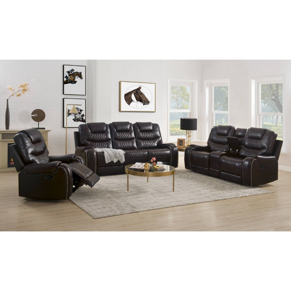 Acme Furniture Braylon Motion Sofa in Brown PU 55415